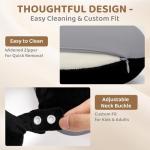 Mewaii Travel Neck Pillow with Hood for Airplanes,Memory Foam,Breathable Ice Silk & Soft Velvet,Double-Sided,Removable to Clean,Adjustable Strap,Portable Travel Pillow for Long Flights Adults & Teens