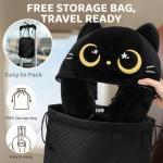 Mewaii Travel Neck Pillow with Hood for Airplanes,Memory Foam,Breathable Ice Silk & Soft Velvet,Double-Sided,Removable to Clean,Adjustable Strap,Portable Travel Pillow for Long Flights Adults & Teens