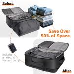 Vacuum Seal Backpack for Travel with Pump, 60L Expandable Backpack with Detachable Vacuum Compression Bag Waterproof Carry On Large Travel Bag for Airline Laptop Backpack with Shoe Compartment