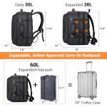 Vacuum Seal Backpack for Travel with Pump, 60L Expandable Backpack with Detachable Vacuum Compression Bag Waterproof Carry On Large Travel Bag for Airline Laptop Backpack with Shoe Compartment