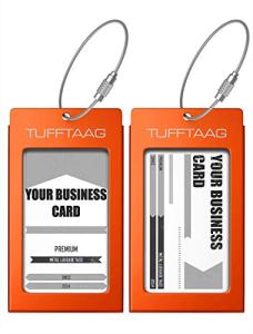 Luggage Tags Business Card Holder by TUFFTAAG - Durable Travel ID Bag Tag in Multiple Color Options, Perfect for Suitcases, Backpacks, and Carry-Ons, Easy Identification, Secure and Stylish