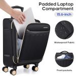 Romtour Softside Carry On Luggage 20 Inch Expandable Carry On Luggage 22x14x9 Airline Approved with Spinner Wheels & TSA Lock, Waterproof Large Capacity Suitcase Travel Bag for Men and Women