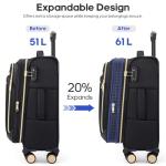 Romtour Softside Carry On Luggage 20 Inch Expandable Carry On Luggage 22x14x9 Airline Approved with Spinner Wheels & TSA Lock, Waterproof Large Capacity Suitcase Travel Bag for Men and Women
