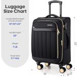 Romtour Softside Carry On Luggage 20 Inch Expandable Carry On Luggage 22x14x9 Airline Approved with Spinner Wheels & TSA Lock, Waterproof Large Capacity Suitcase Travel Bag for Men and Women