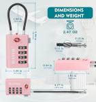 ANVIL 4 Digit Luggage Locks, TSA Locks for Luggage, Advanced TSA008 core, Alert Indicator for Your Travel Lock, Suitcase Lock. (2, Pink)