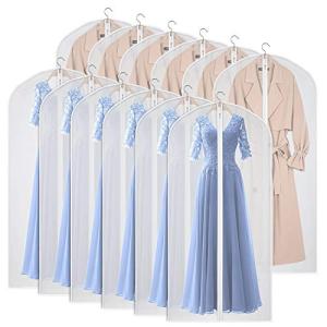 Kntiwiwo 60'' Garment Bags Dress Bag for Storage (Set of 12) Dust-Proof Suit Protector Cover Bag with Zipper for Long Dresses, Suit, Coat Closet Clothes Storage