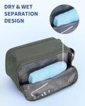 WANDF Toiletry Bag for Men Travel Toiletry Organizer Canvas and Leather Dopp Kit Water-Resistant Shaving Bag for Travel Accessories (Green, Large)