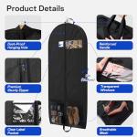 2 Pack Heavy Duty Garment Bags for Travel Suit Bags, Dress Bags, Garment Bags for Hanging Clothes with Pockets Men's Suit Holder for Cospaly, Shirts, Coats, Dresses (Black, 2Pack 43")