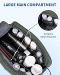 WANDF Toiletry Bag for Men Travel Toiletry Organizer Canvas and Leather Dopp Kit Water-Resistant Shaving Bag for Travel Accessories (Green, Large)