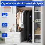 2 Pack Heavy Duty Garment Bags for Travel Suit Bags, Dress Bags, Garment Bags for Hanging Clothes with Pockets Men's Suit Holder for Cospaly, Shirts, Coats, Dresses (Black, 2Pack 43")