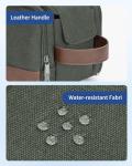 WANDF Toiletry Bag for Men Travel Toiletry Organizer Canvas and Leather Dopp Kit Water-Resistant Shaving Bag for Travel Accessories (Green, Large)