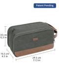 WANDF Toiletry Bag for Men Travel Toiletry Organizer Canvas and Leather Dopp Kit Water-Resistant Shaving Bag for Travel Accessories (Green, Large)
