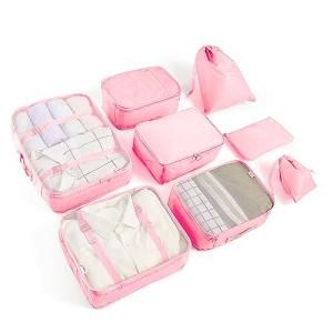 8 Set Packing Cubes for Suitcases Travel Luggage Packing Organizers,Travel Essentials Luggage Organizer Accessories for Shoe Bag Tioletry Bag Laundry Bag (Pink)