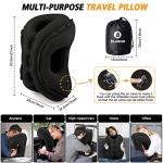 Inflatable Travel Pillow,Multifunction Travel Neck Pillow for Airplane to Avoid Neck and Shoulder Pain,Support Head,Neck,Used for Sleeping Rest, Airplane and Home Use,with Eye Mask, Earplugs, Black