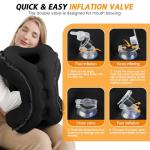 Inflatable Travel Pillow,Multifunction Travel Neck Pillow for Airplane to Avoid Neck and Shoulder Pain,Support Head,Neck,Used for Sleeping Rest, Airplane and Home Use,with Eye Mask, Earplugs, Black