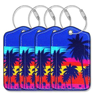 Gowraps Luggage Tags for Suitcases-Leather Luggage Tag 4 Pack with Loops Cute Bag/Backpack/Suitcase Tags Bulk Travel Essentials for Flying