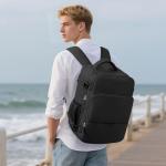 Sinaliy Travel Backpack, Carry on Flight approved Travel Bag with Multi-Pockets, Waterproof 17.3inch Laptop Backpack for Men Women, Black