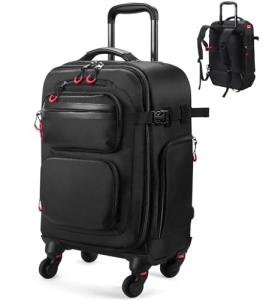 Rolling Backpack with Wheels – Airline Approved Underseat Carry-On Luggage 18x14x8, Water-Resistant Personal Item Bag with 2 Extra Replacement Wheels, Fits 15.6 Inch Laptop, Travel Backpack for Men