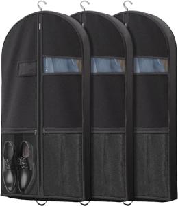 Travel Garment Bag with Zipper Pocket, Suit Bag for Suits, Dresses, Coats