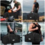 ETRONIK 75L Tactical Gym Bags for Men, Large Duffle Bag with Removable Dividers & Shoe Compartment, Waterproof Duffel Bag with Wet Pocket for Traveling, Heavy Duty Military Bag for Travel Sports Black