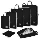 Dec-Mec 7Set Ultralight Nylon Compression Packing Cubes Expandable Packing Organizers for Carry on suitcase, Compression Cubes with Shoe Bag for Travel Accessories Luggage(black)…