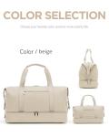 Oeihuivt Weekender Bags for Women - 21 Inch Large Travel Duffel Bag Set with Shoe Compartment, Heavy-Duty nylon Carry On Overnight Tote Beige