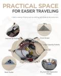 Oeihuivt Weekender Bags for Women - 21 Inch Large Travel Duffel Bag Set with Shoe Compartment, Heavy-Duty nylon Carry On Overnight Tote Beige