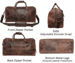Handmade Leather Carry On Bag - Airplane Underseat Travel Duffel Bags By Rustic Town (Mulberry) Medium