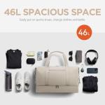 Oeihuivt Weekender Bags for Women - 21 Inch Large Travel Duffel Bag Set with Shoe Compartment, Heavy-Duty nylon Carry On Overnight Tote Beige