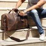 Handmade Leather Carry On Bag - Airplane Underseat Travel Duffel Bags By Rustic Town (Mulberry) Medium