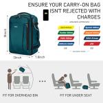 ECOHUB Travel Backpack 18x14x8 Spirit Airlines Personal Item Bag Carry On Backpack 13 Pockets Large Work Casual Daypack for men Airline Approved Waterproof Gym Backpack with Charging Port, Blue Green