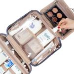 NISHEL Travel Toiletry Bag for Women Large Capacity, Makeup Essentials Organizer, Hanging Case for Accessories, Cosmetics, Aegean-Blue