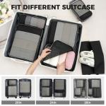 BAGAIL 4 Set/6 Set/8 Set Compression Packing Cubes Travel Accessories Expandable Packing Organizers(Black HalfMesh 6 Set)