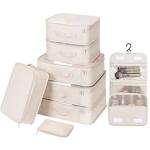 DIMJ Packing Cubes for Travel - Organizer Bags Set for Carry on Suitcase Lightweight Travel Cubes for luggage with Large Toiletries Bag (Cream)