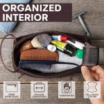 RUSTIC TOWN Leather Toiletry Bag for Men - Hygiene Organizer Travel Dopp Kit (Walnut Brown)