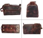 RUSTIC TOWN Leather Toiletry Bag for Men - Hygiene Organizer Travel Dopp Kit (Walnut Brown)