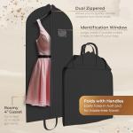 Heavy Duty Travel Garment Bag for Hanging Clothes, Suits, Dresses, Fur Coats & Dress Shirts - Suit Bag for Men - Storage Dress Bags for Women - Carry Handle Garment Bags for Travel 24"x55"
