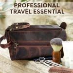 RUSTIC TOWN Leather Toiletry Bag for Men - Hygiene Organizer Travel Dopp Kit (Walnut Brown)