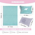Nenolix 3 in 1 Travel Blanket Pillow Set - 350 GSM Thick Travel Blanket Airplane Compact with Bag, Soft Bag with a Pocket, Inflatable Travel Pillow for Camping & Car Trip(Mint Green)