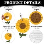 ZOUITY Cute Leather Luggage Tag Holder with Airtag Case Set,Hidden Compartment for AirTag Travel Suitcase Tracking Case with Stainless Steel Loop,Name ID Label(Sunflower)