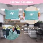 Nenolix 3 in 1 Travel Blanket Pillow Set - 350 GSM Thick Travel Blanket Airplane Compact with Bag, Soft Bag with a Pocket, Inflatable Travel Pillow for Camping & Car Trip(Mint Green)