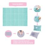 Nenolix 3 in 1 Travel Blanket Pillow Set - 350 GSM Thick Travel Blanket Airplane Compact with Bag, Soft Bag with a Pocket, Inflatable Travel Pillow for Camping & Car Trip(Mint Green)