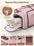 Lekesky Foldable Travel Duffel Bag for Women, 80L Large Duffle Bag with Separate Shoes Compartments & Straps, Carry On Weekend Bag for Women, Hospital, Overnight(Pink)