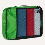 Amazon Essentials 4-Piece Packing Cubes Travel Accessories Set, Luggage Organizer with Double Zipper, Mesh Top, 100% Polyester, Medium, Green (Previously Amazon Basics)