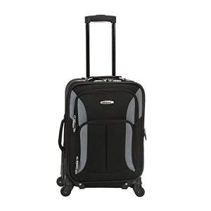 Rockland Pasadena Softside Spinner Wheel Luggage, Black/Gray, Carry-On 20-Inch