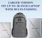 MATEIN Extra Large 18.4 Inch Laptop Backpack, Travel Computer Backpack with USB Charging Port TSA Friendly, Anti Theft College Backpack Flight Approved Business Work Big Bag for Women Men, Grey
