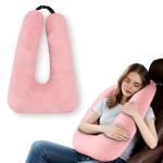 MROUEN Car Pillow for Kids – Comfort Travel Pillow for Car – Soft Cotton Support Cushion for Children and Adults on Long Trips (Pink)