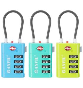 ANVIL 4 Digit Luggage Locks, TSA Locks for Luggage, Advanced TSA008 core, Alert Indicator for Your Travel Lock, Suitcase Lock.(3, 3 Colors)