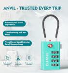 ANVIL 4 Digit Luggage Locks, TSA Locks for Luggage, Advanced TSA008 core, Alert Indicator for Your Travel Lock, Suitcase Lock.(3, 3 Colors)