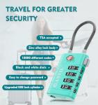 ANVIL 4 Digit Luggage Locks, TSA Locks for Luggage, Advanced TSA008 core, Alert Indicator for Your Travel Lock, Suitcase Lock.(3, 3 Colors)